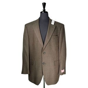 Jos. A. Bank Mens 42R Olive Green Check Wool Sport Coat 2 Button Blazer